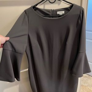 Calvin Klein charcoal dress with 3/4 bell sleeves